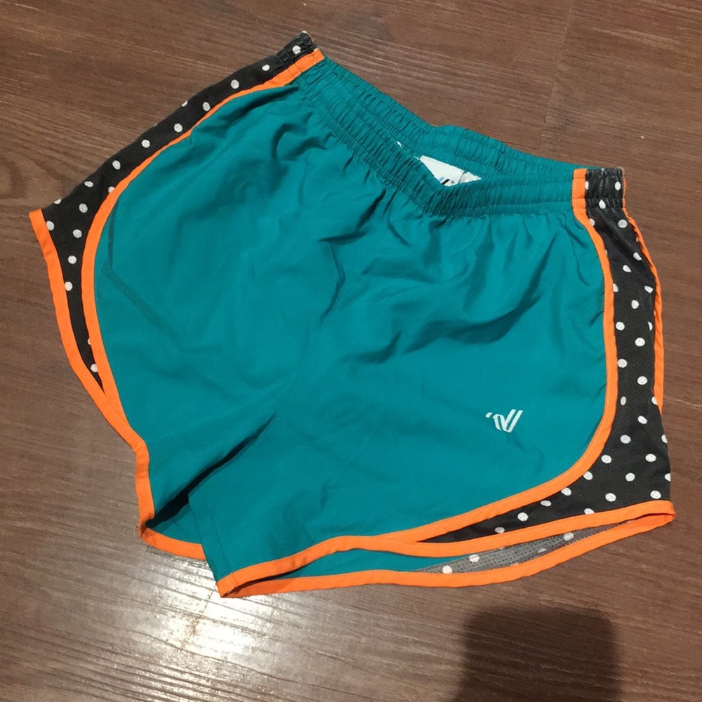 Varsity Teal & Orange Polka Dot Lined Shorts